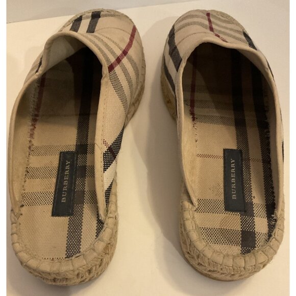 Burberry Nova Check Plaid Espadrille Mules Flats Size 38 US 8 - Picture 5 of 7